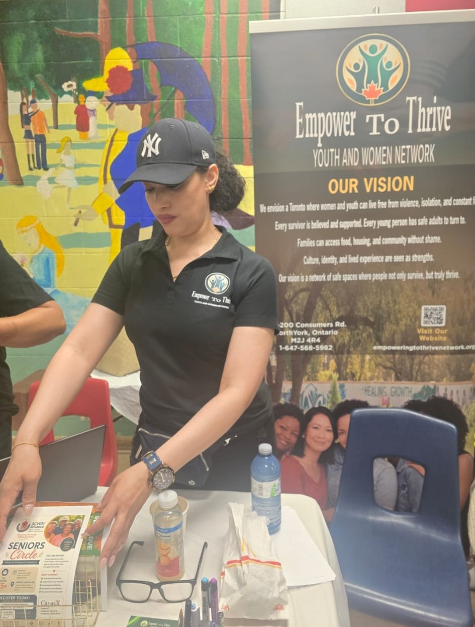 Preparing materials at the outreach table