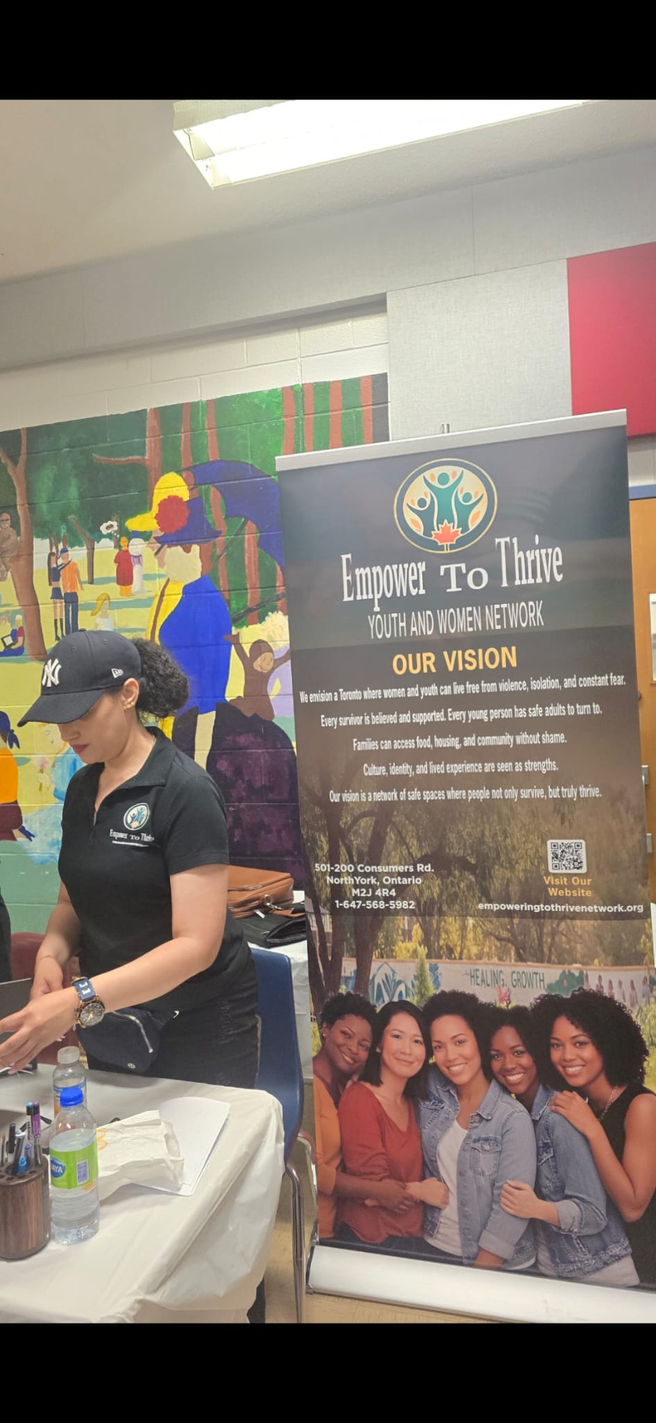 Community coordinator organizing program materials and participant intake