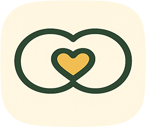 Healing circle icon with interconnected circle with a heart