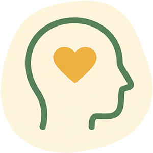 Mental health support icon with brain and heart