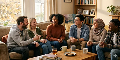 Group of volunteers working together in a community engagement activity